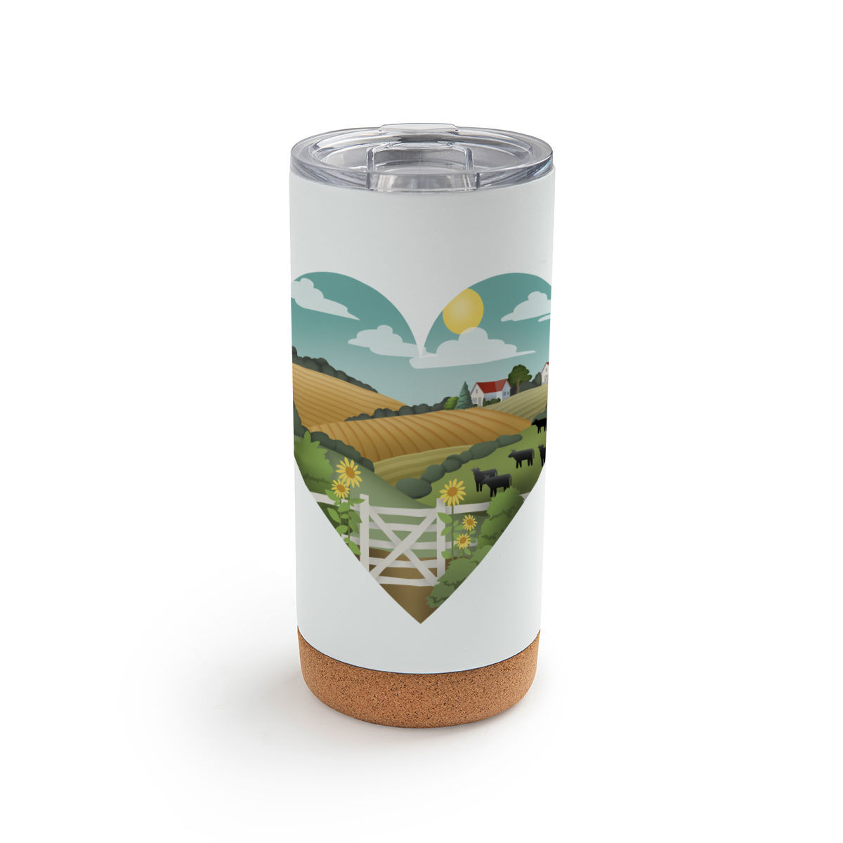 Farm Metal Tumbler with Lid - White