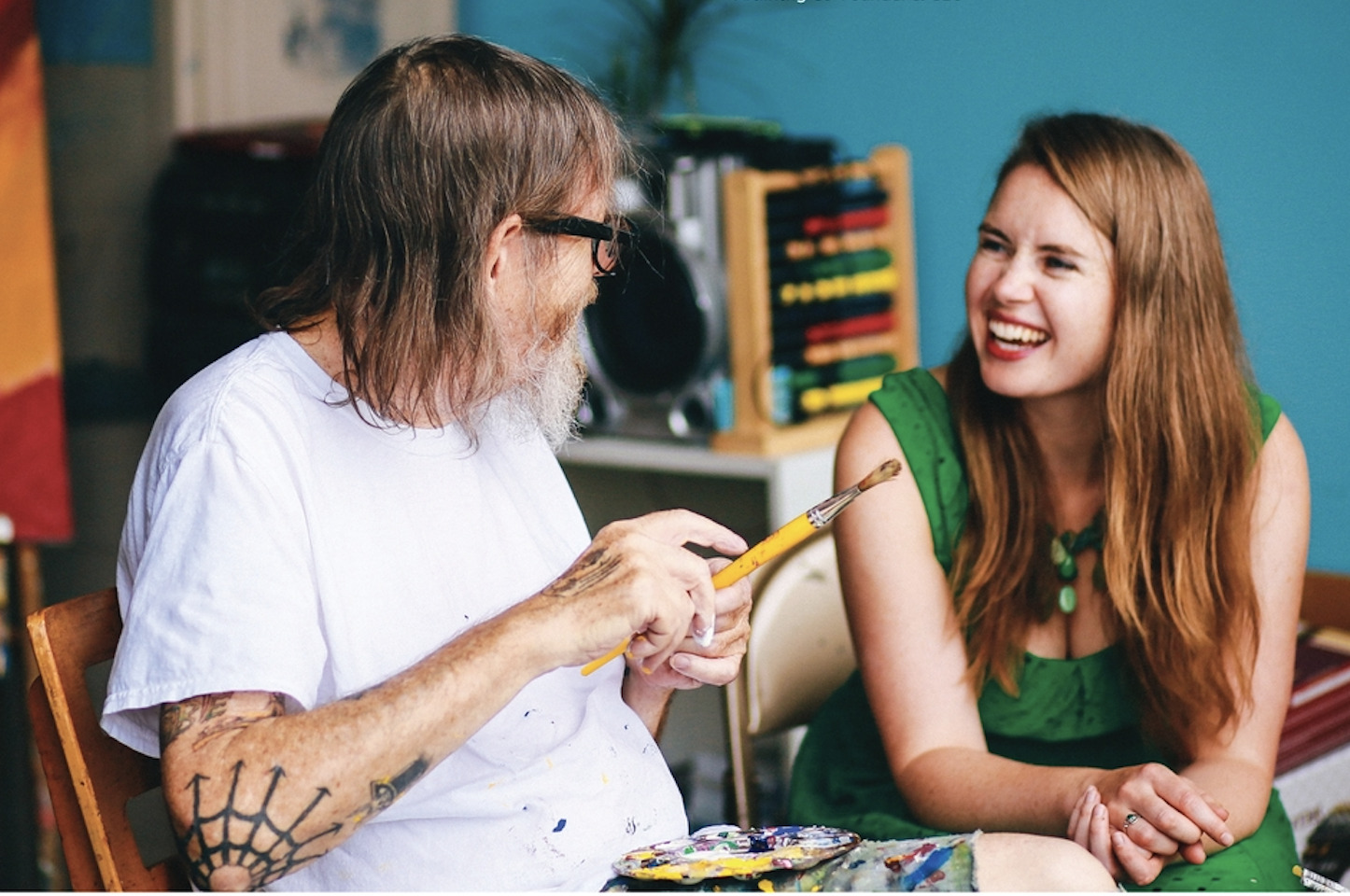 Girl and artist talking