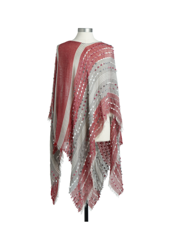 Red Mix Textured Poncho