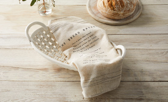 Ceramic Bread Basket with Towel