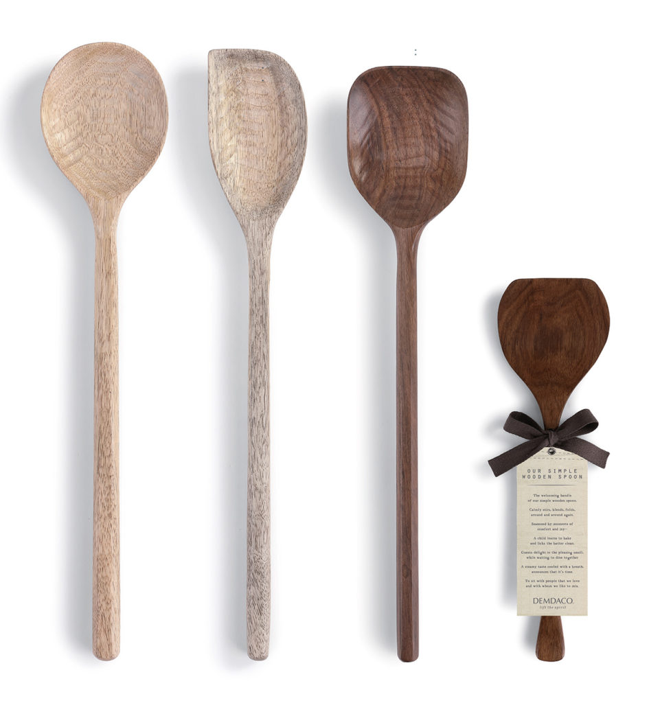 From left: Round Cooking Spoon, Corner Cooking Spoon, Flat Top Cooking Spoon, Spatula