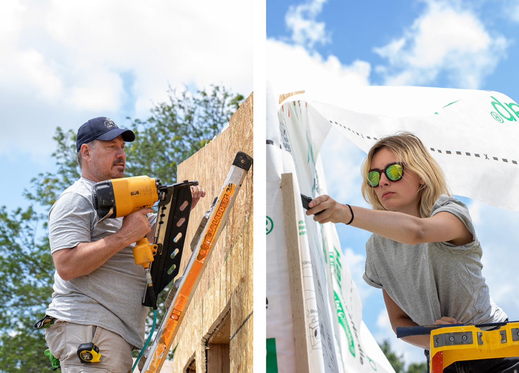 Building small houses at the Veterans Community Project.