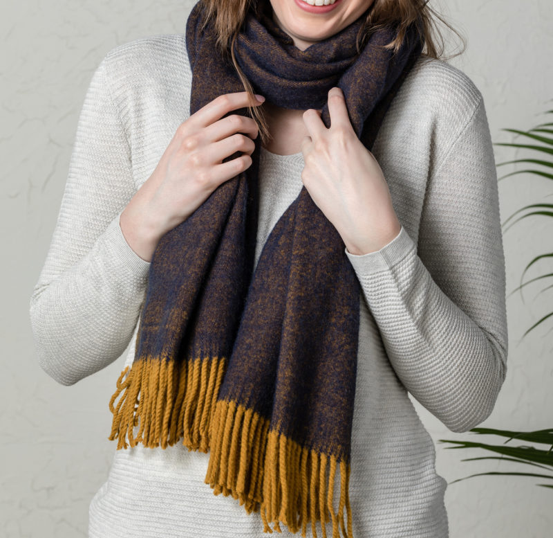 Soft Brushed Scarf in Navy and Gold